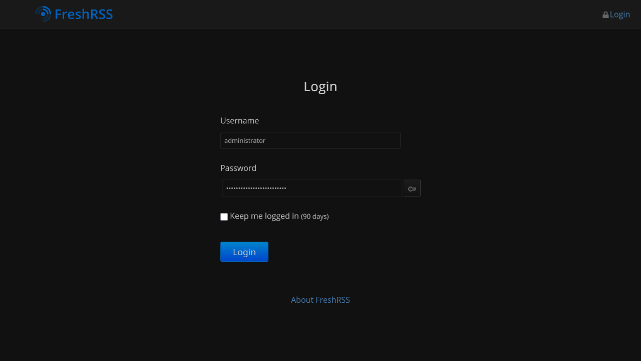 FreshRSS login page.