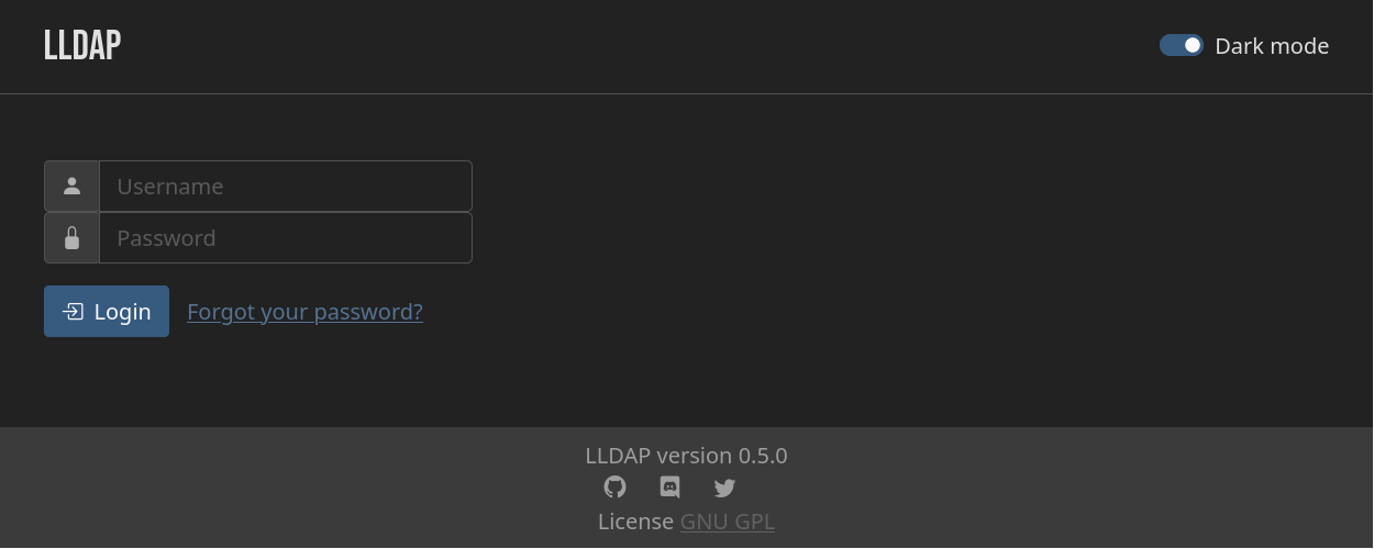 LLDAP login page.