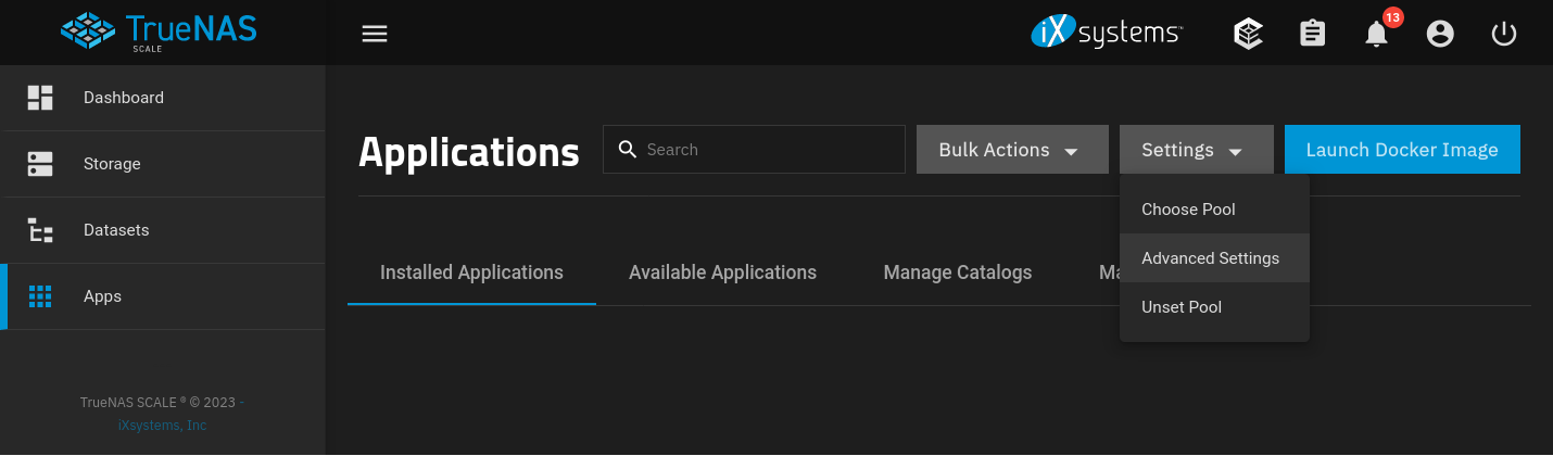 Applications Advanced Settings.